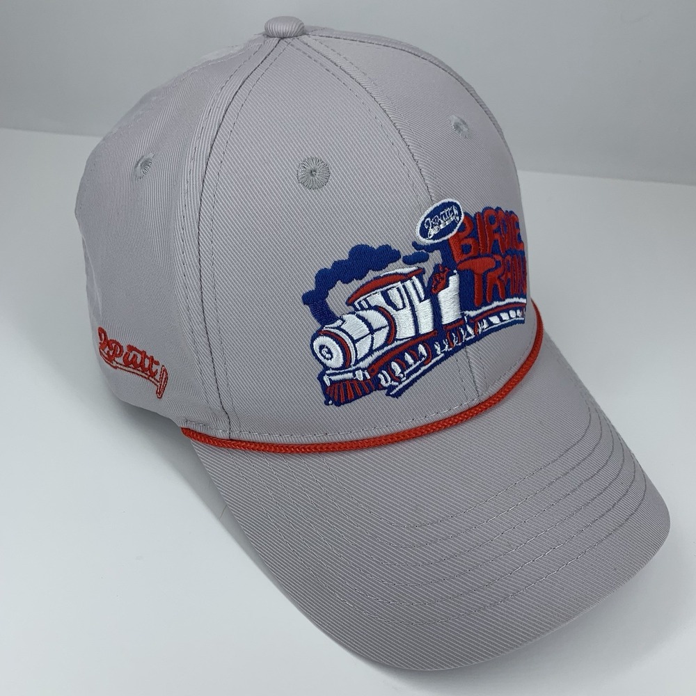 2Putt Birdie Train Hat Golf Gray Red Adjustable Snapback Rope Baseball Cap
